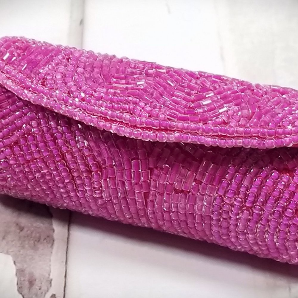 Vintage Mary Kay Pink Beaded Hard Shell Lip Stick Case with Mirror NWOT